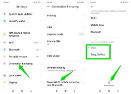 Resetting network settings